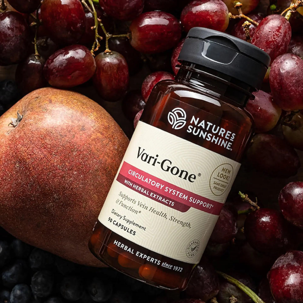 Nature's Sunshine Vari-Gone cap close-up highlighting quality and USA-made formula