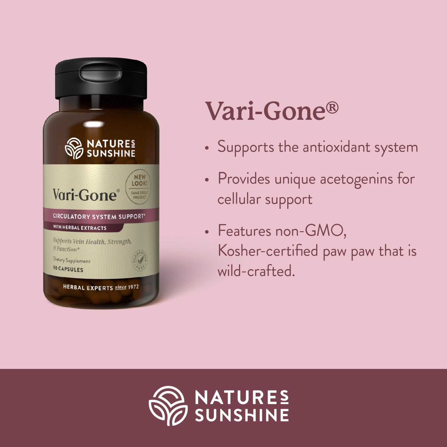 Nature's Sunshine Vari-Gone capsules ready for daily use