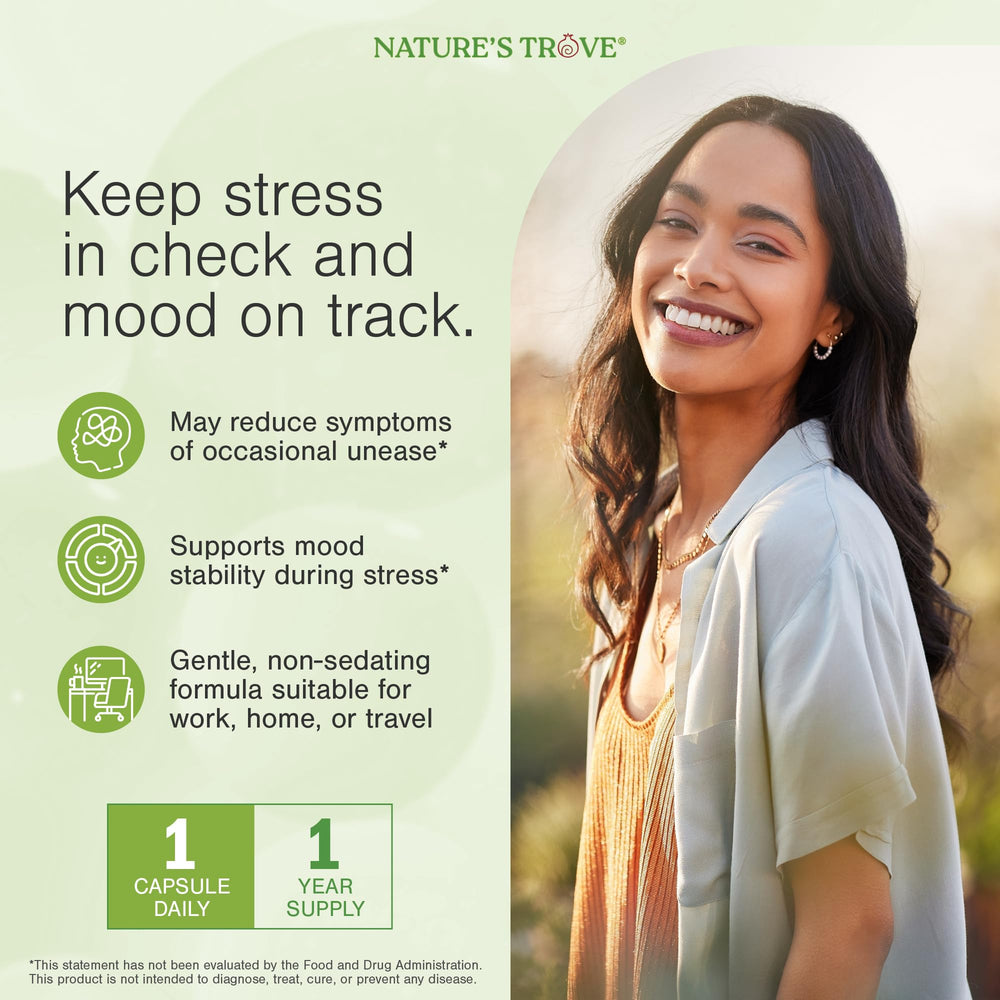 Nature's Trove USA-made GMP NSF seal and Kosher certification.