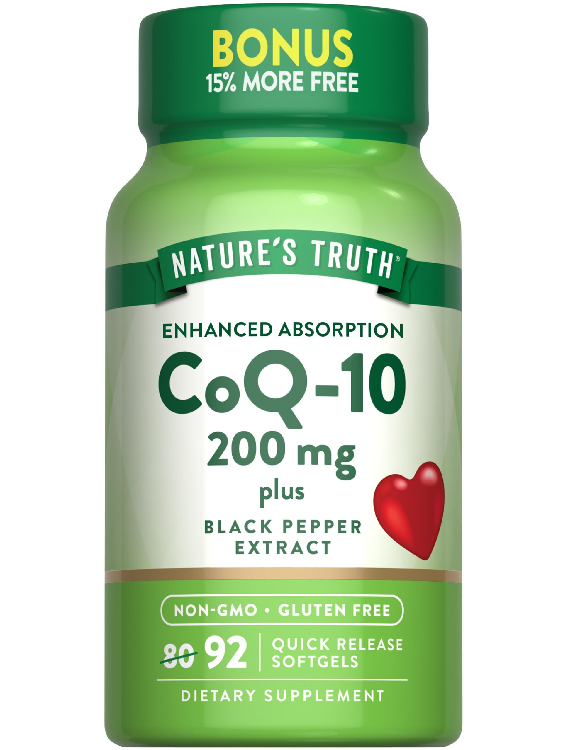 Nature's Truth CoQ10 softgel bottle showing daily supplement option
