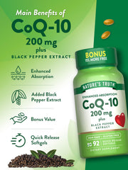 Nature's Truth CoQ10 gluten-free and non-GMO seal on label