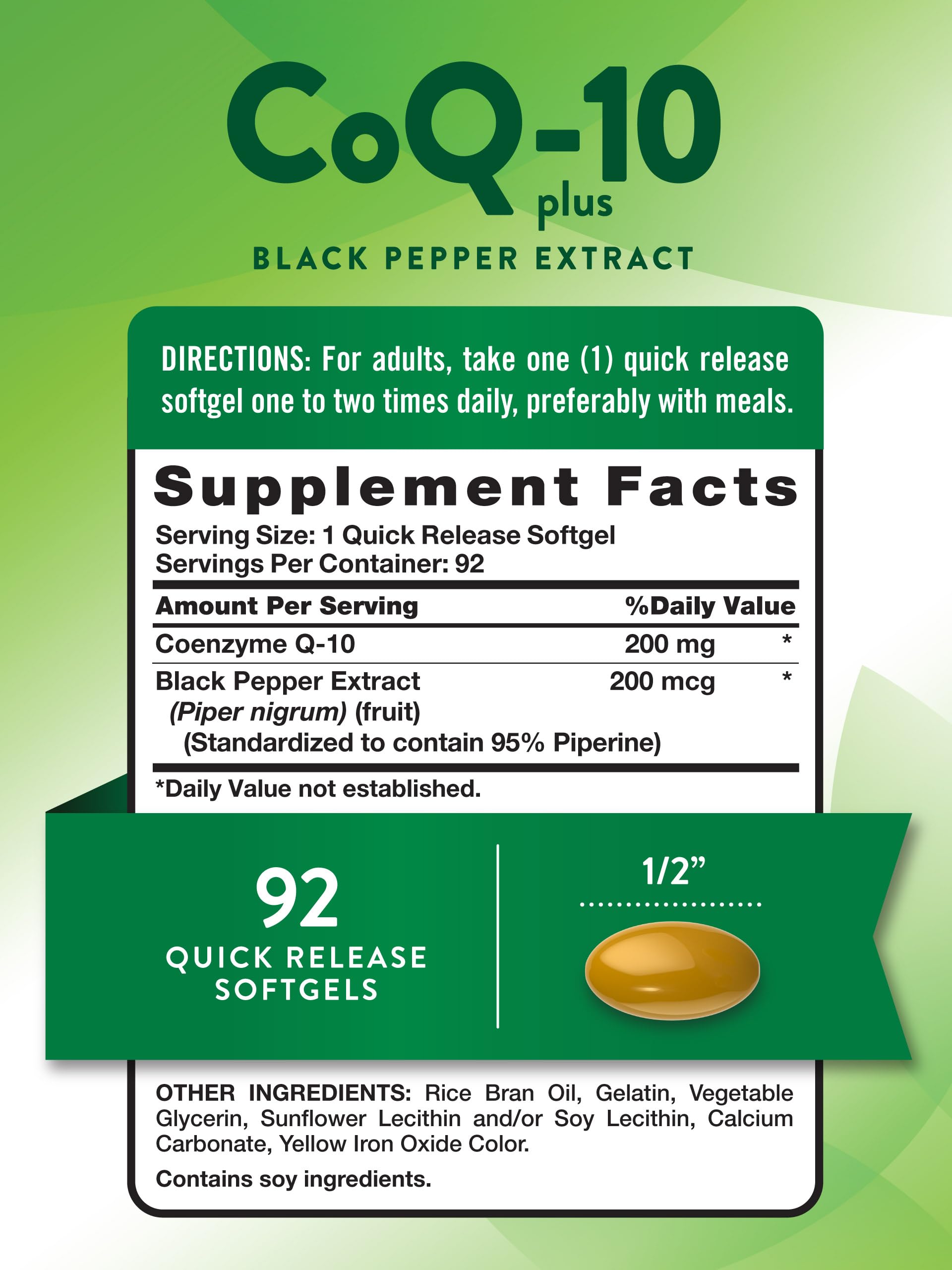 Nature's Truth CoQ10 softgels closeup emphasizing convenient softgel form