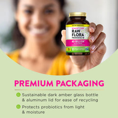 Nature's Truth Raw Flora shelf-packaging image highlighting shelf-stable convenience.