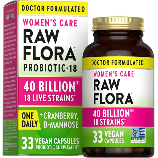 Nature's Truth Raw Flora women's probiotics bottle-front for daily digestive and vaginal support.