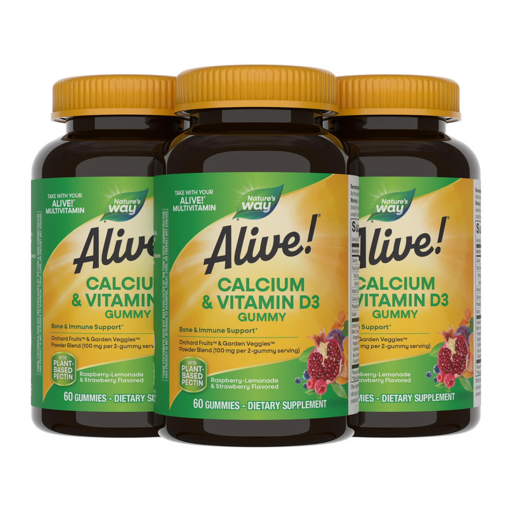 Nature's Way Alive! calcium gummies bottle for easy daily bone health support.