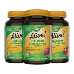 Nature's Way Alive! calcium gummies bottle for easy daily bone health support.