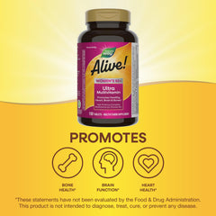 Nature’s Way Alive! Women 50+ tablet close-up highlighting methyl B12 and high potency