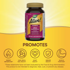 Alive! label showing seven plant-based blends including Cardio and Daily Greens.