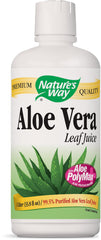 Nature's Way Aloe Vera Whole Leaf Juice bottle ready to pour for daily hydration
