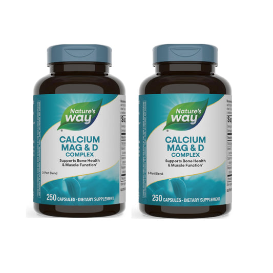 Nature's Way Calcium Magnesium D3 bottle label highlights bone support