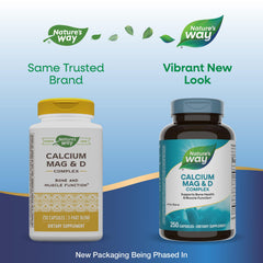 Nature's Way calcium magnesium d3 bottle pour demonstrates convenient dosing