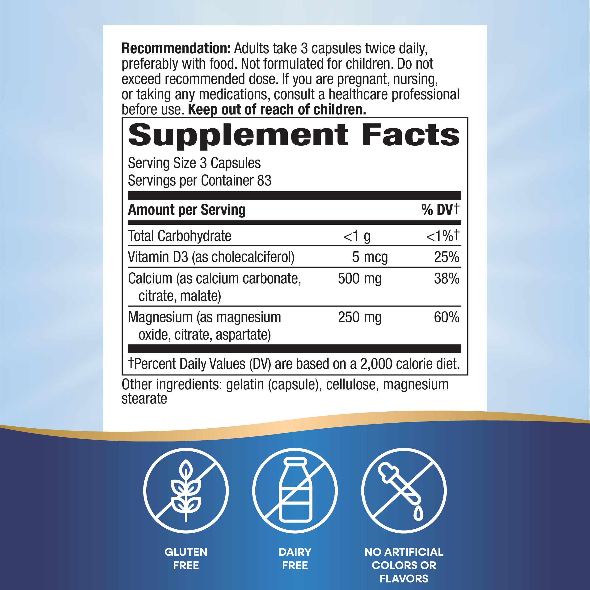 Nature's Way calcium magnesium d3 capsules closeup for easy daily use