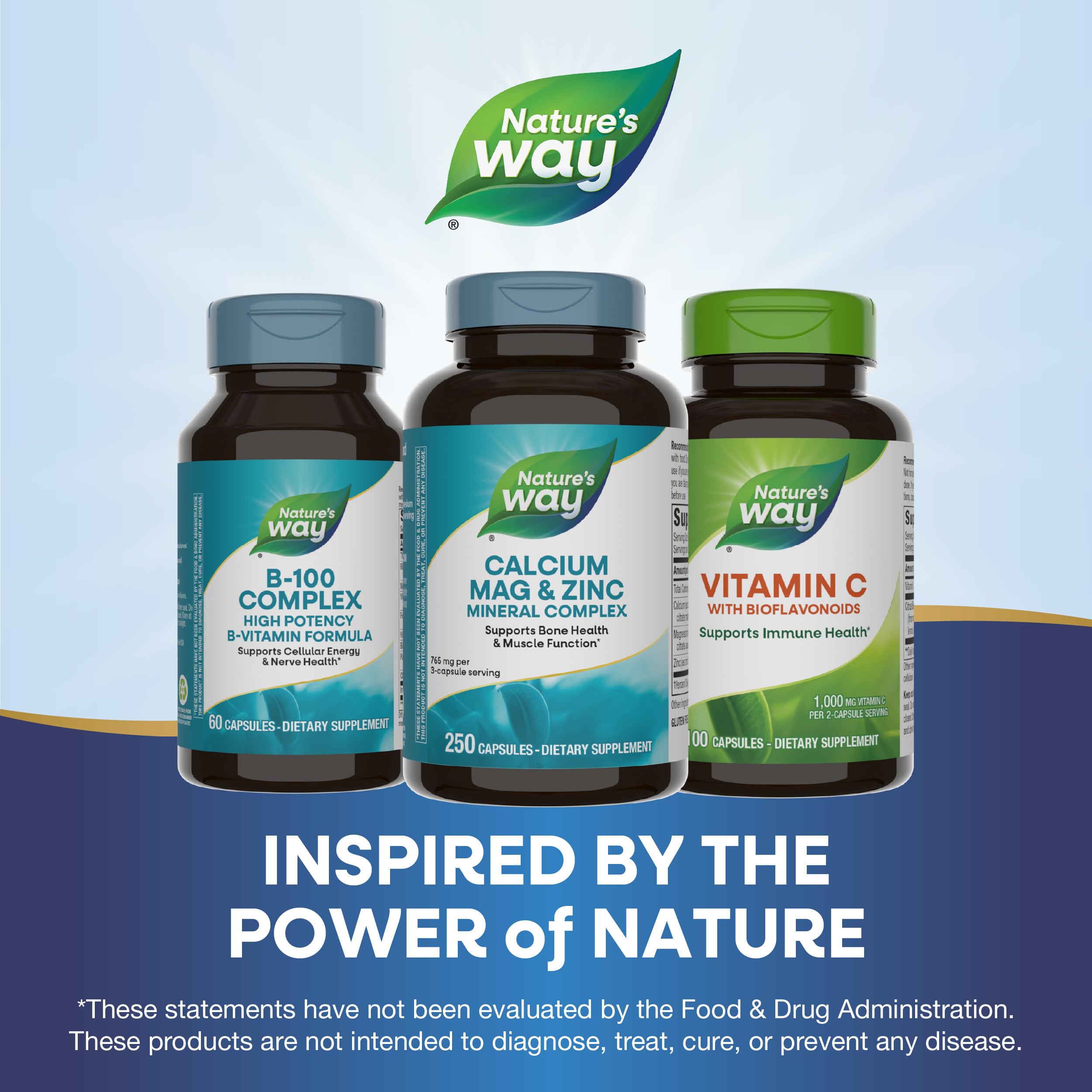 Nature's Way bottle on shelf, signaling convenient daily wellness routine.
