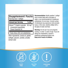 Closeup of CalmAid label showing gluten-free and soy content.