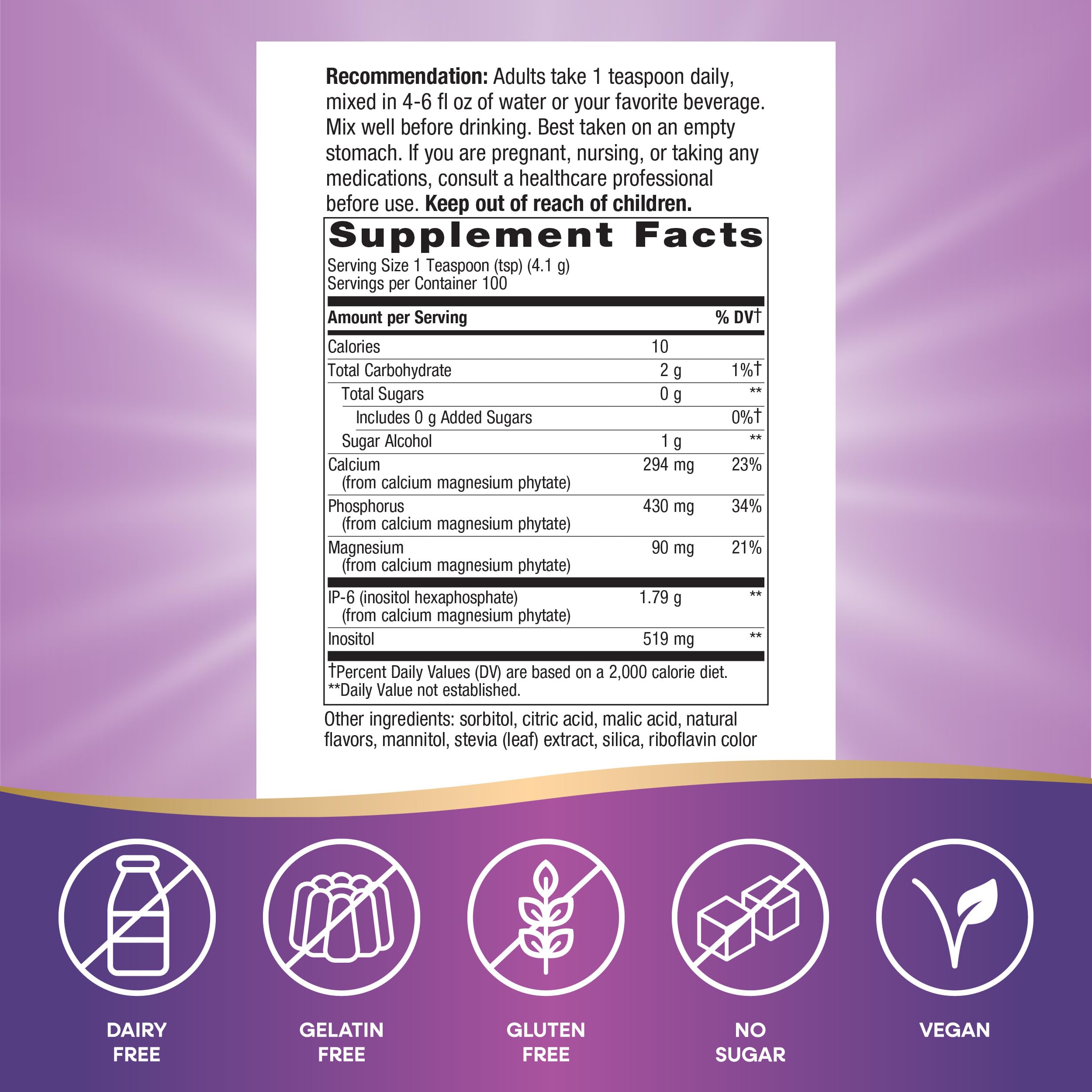 IP-6 and Inositol ingredients highlighted on Cell Forte label