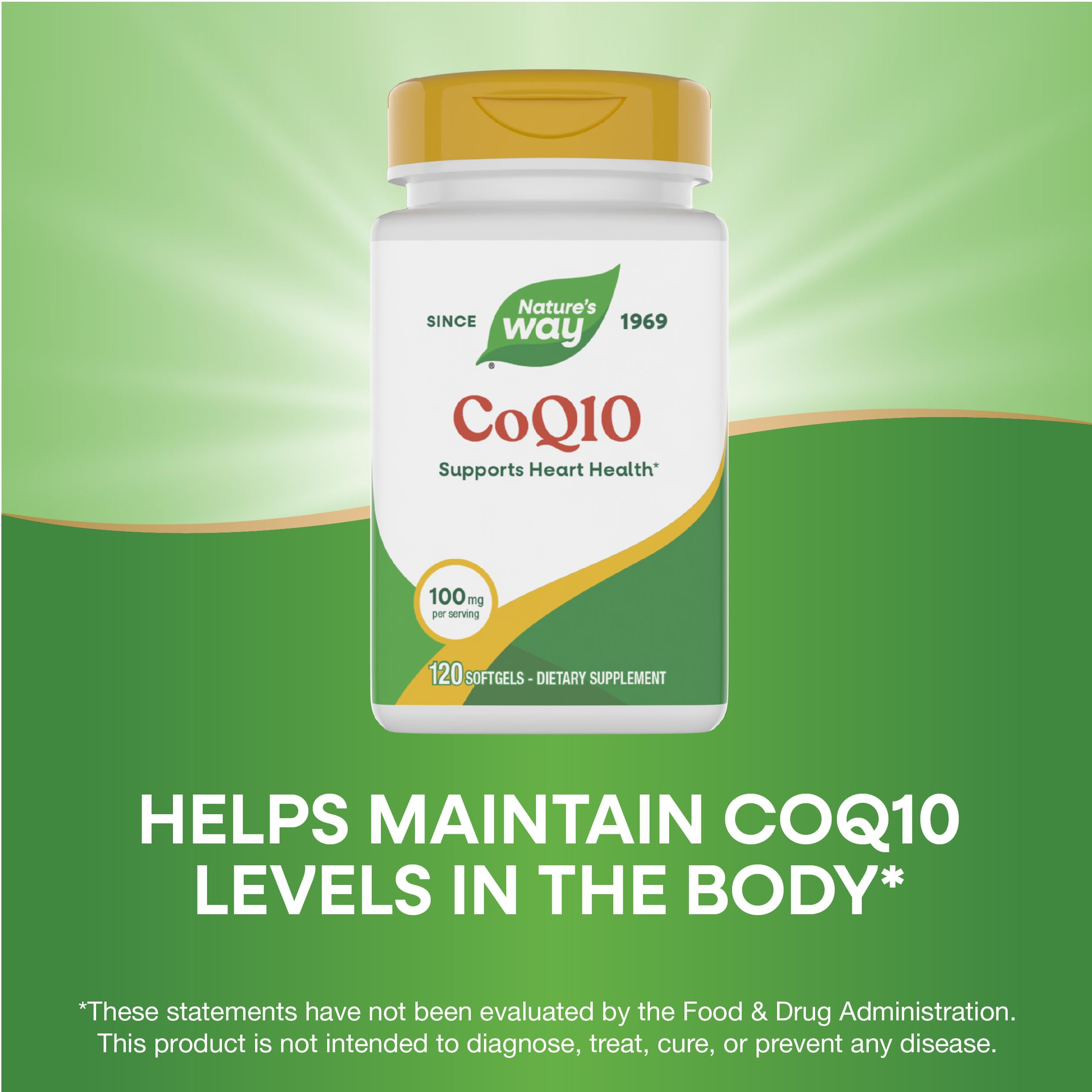 Nature's Way CoQ10 label details with dosage information