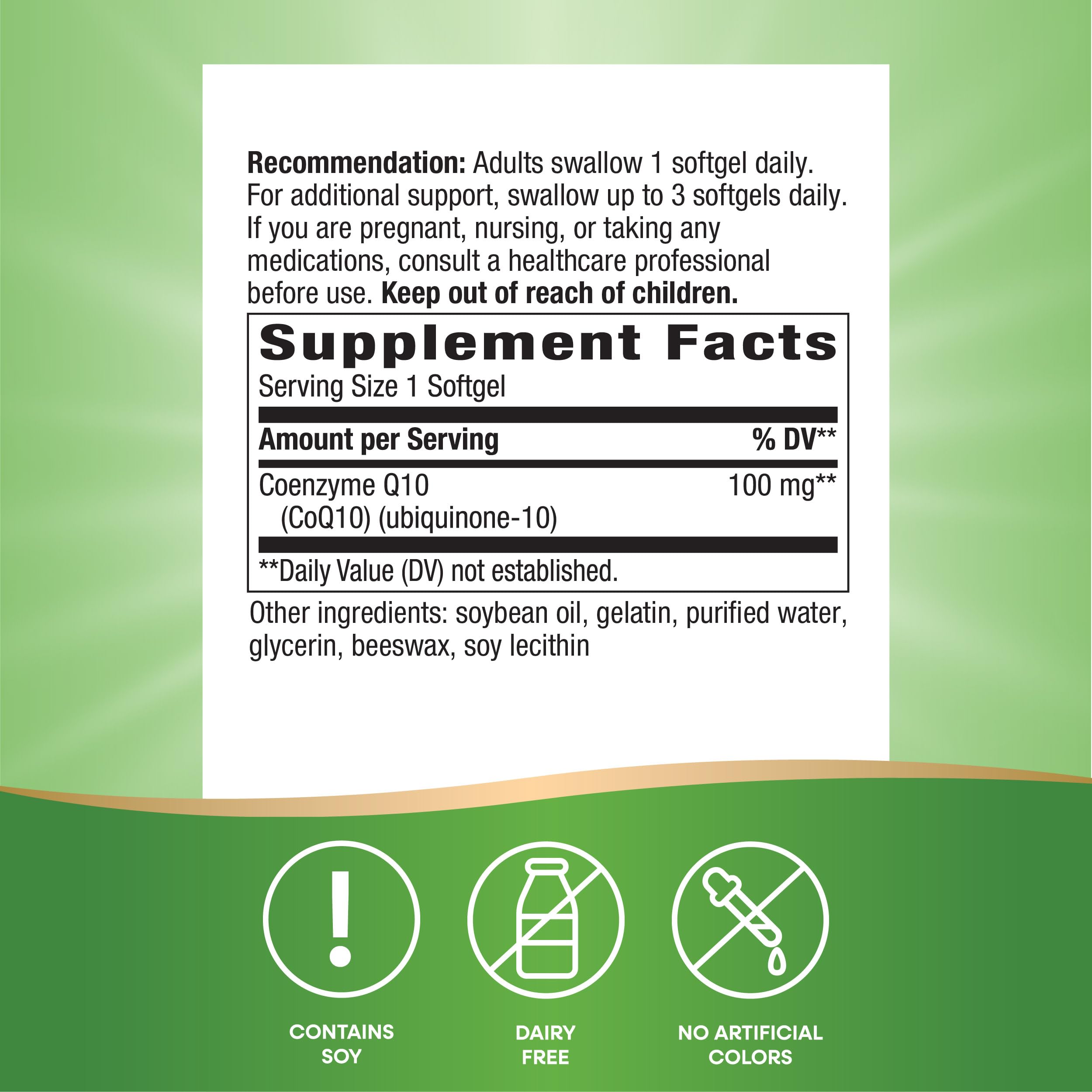 Nature's Way CoQ10 softgels on shelf demonstrating product availability