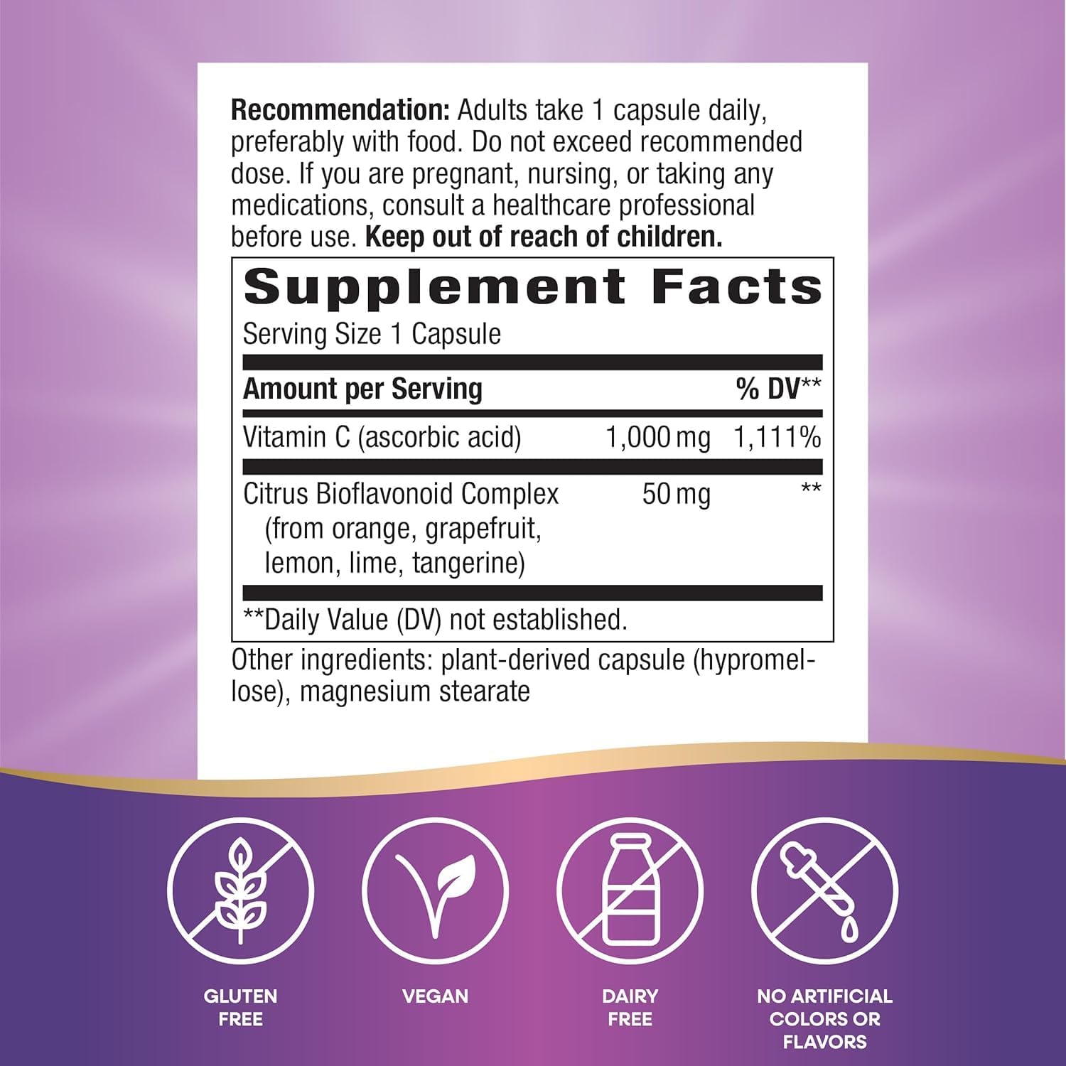 Close-up of Nature's Way Vitamin C capsules for daily antioxidant support