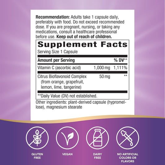 Close-up of Nature's Way Vitamin C capsules for daily antioxidant support