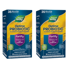 Nature's Way Fortify Optima bottle front, 35B CFUs and 14 strains support daily digestive balance.