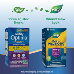 Nature's Way Fortify Optima ingredient panel highlights 14 probiotic strains.
