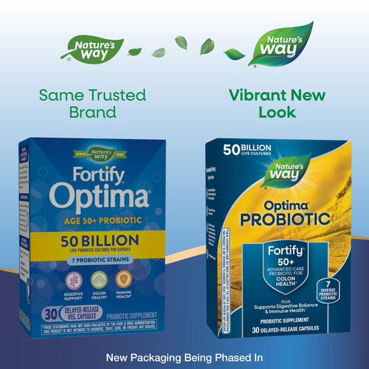 Fortify Optima capsule close-up highlighting diverse seven strains for colon health.