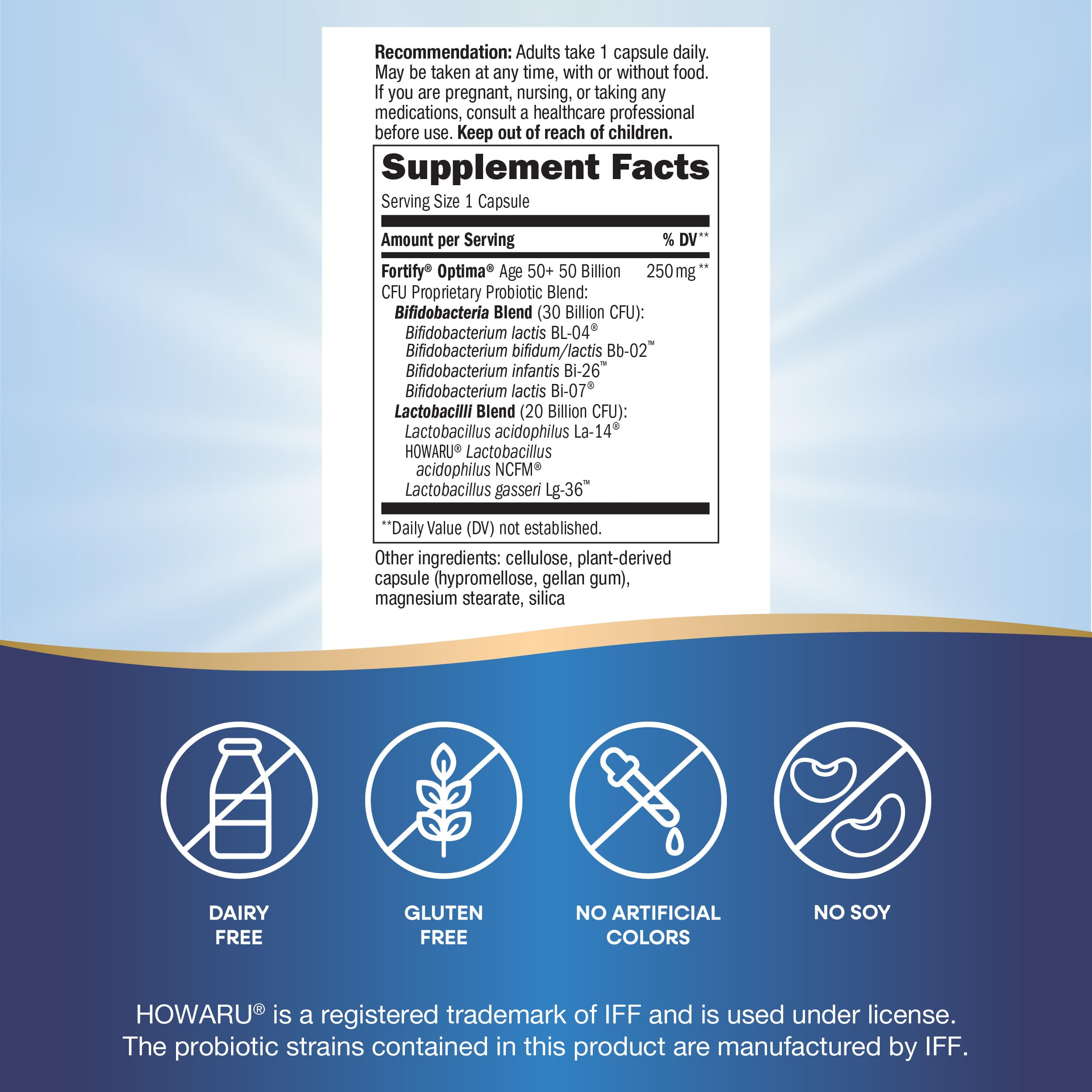 Label detail showing gluten-free and dairy-free claim for accessibility.