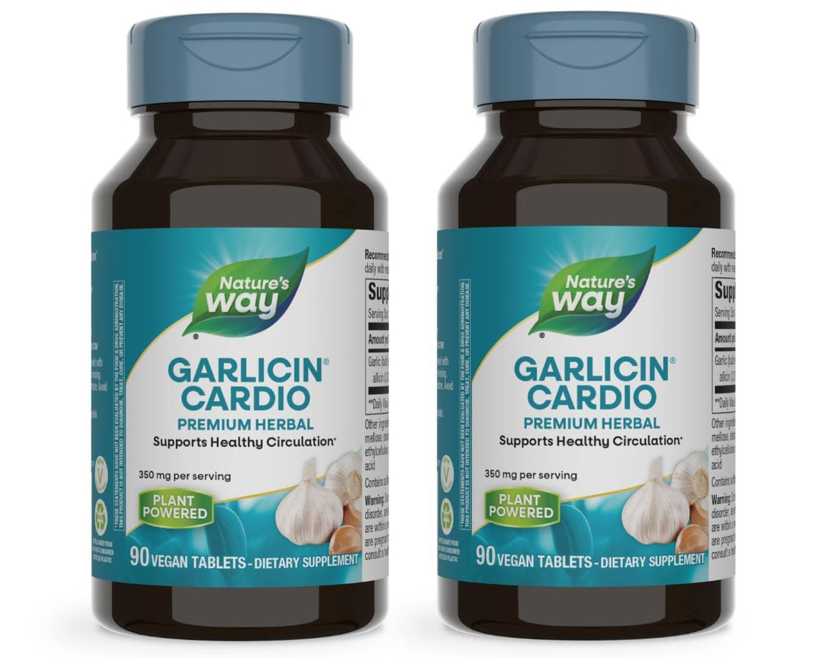 Nature’s Way Garlicin Cardio bottle with SmartRelease tablets for daily use