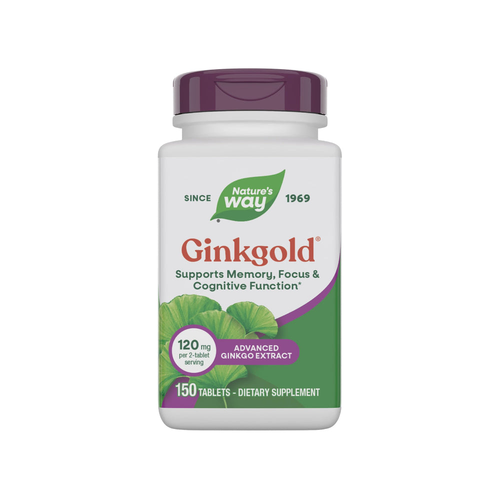 Nature's Way Ginkgold advanced bottle may support focus.