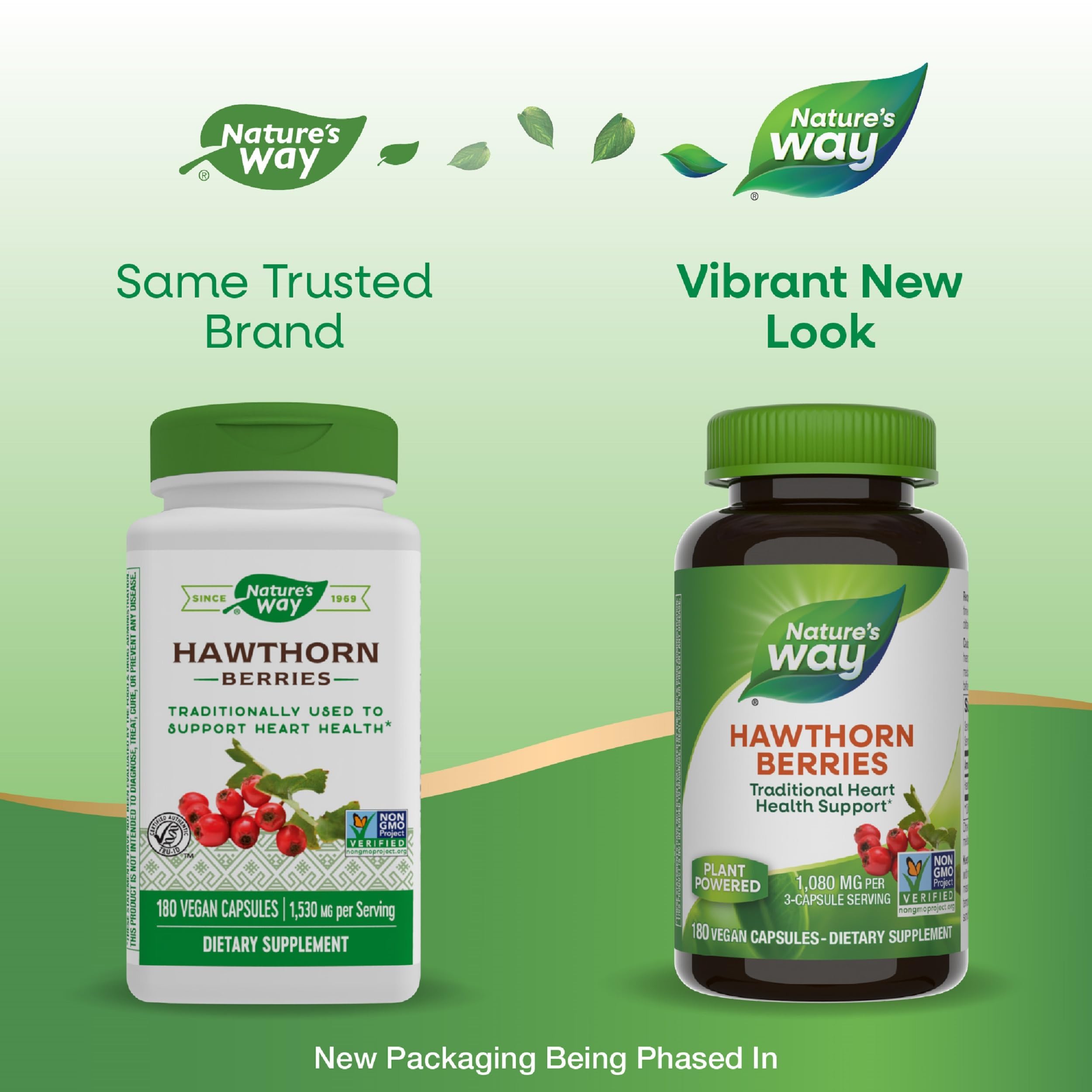 Nature's Way Hawthorn berries label view with product details