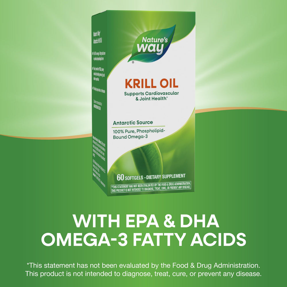 Nature's Way Krill Oil daily dosing visual with capsules and calendar reminder