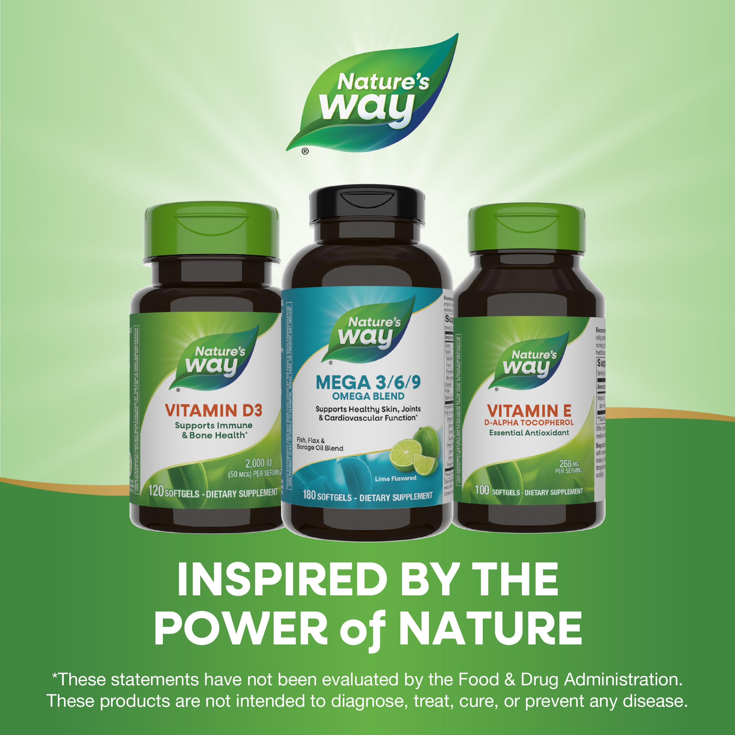 Nature's Way Mega 3/6/9 health-focused lifestyle image for wellness routine