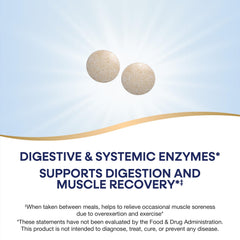 Nature's Way Mega-Zyme bottle pour demonstrates between-meals use for occasional soreness