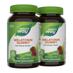 Nature's Way Melatonin Gummies bottle front showing strawberry flavor for restful sleep