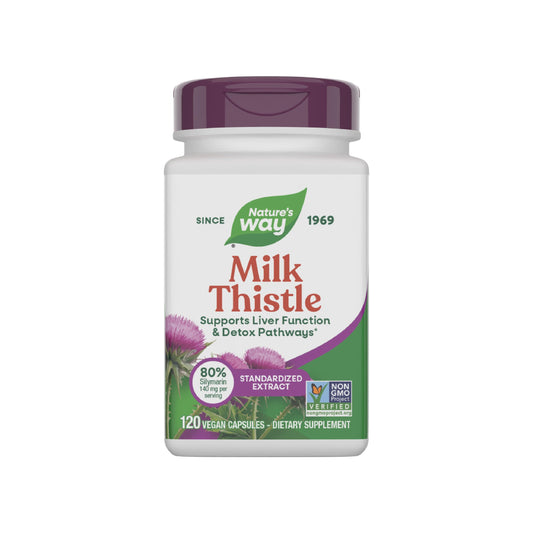 Nature's Way Milk Thistle bottle front for easy recognition and daily use.