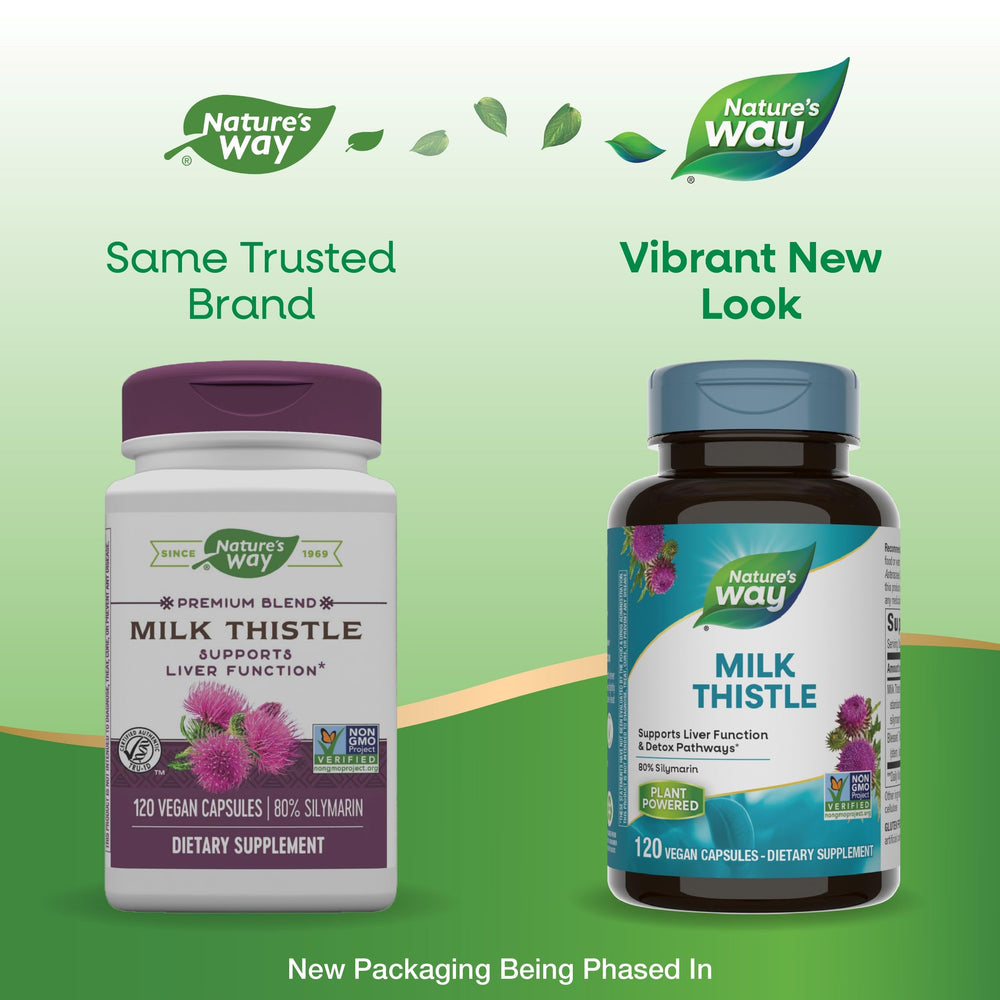 Nature's Way Milk Thistle capsules ready for daily wellness routine.