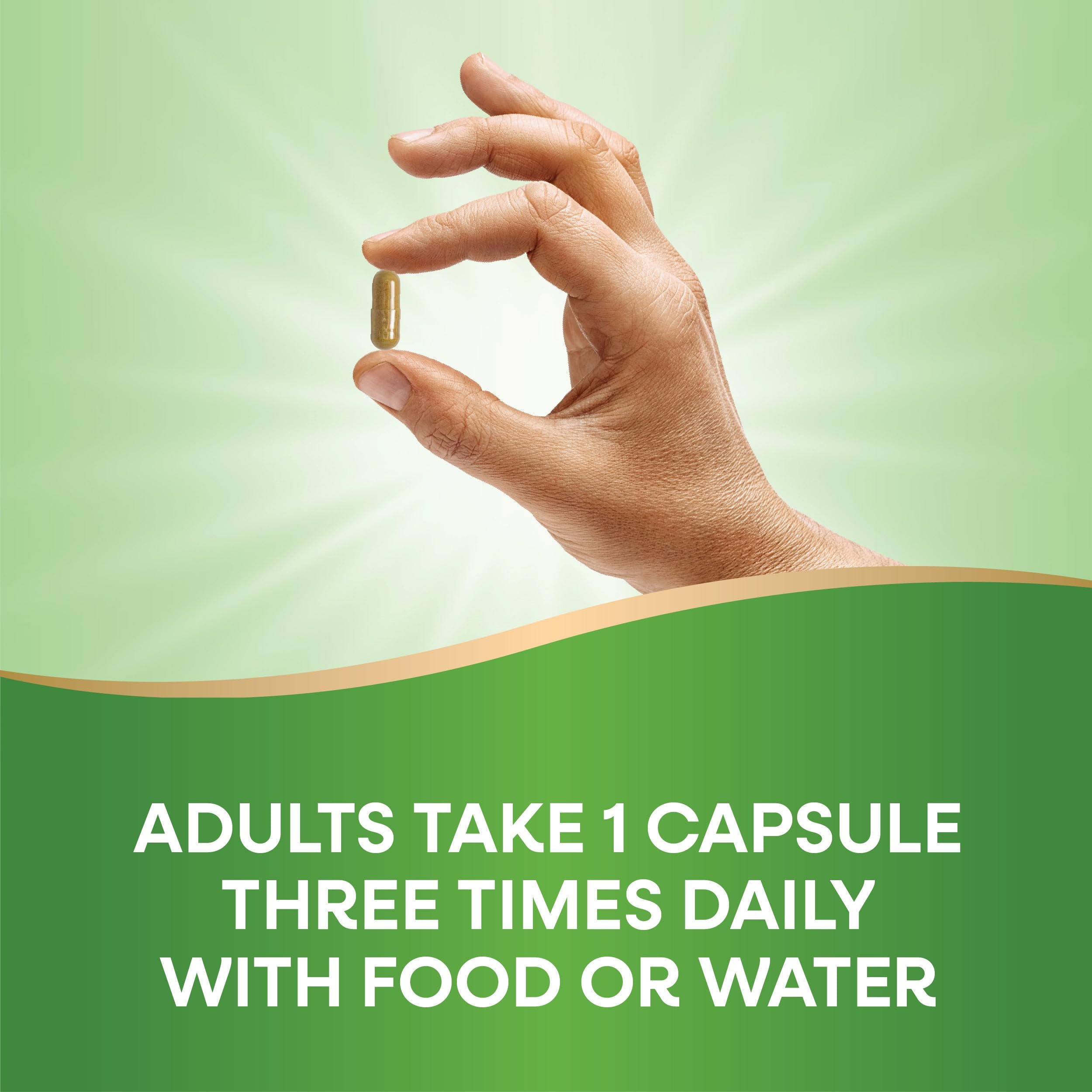 Nature's Way Milk Thistle capsules beside a meal for convenient dosing.