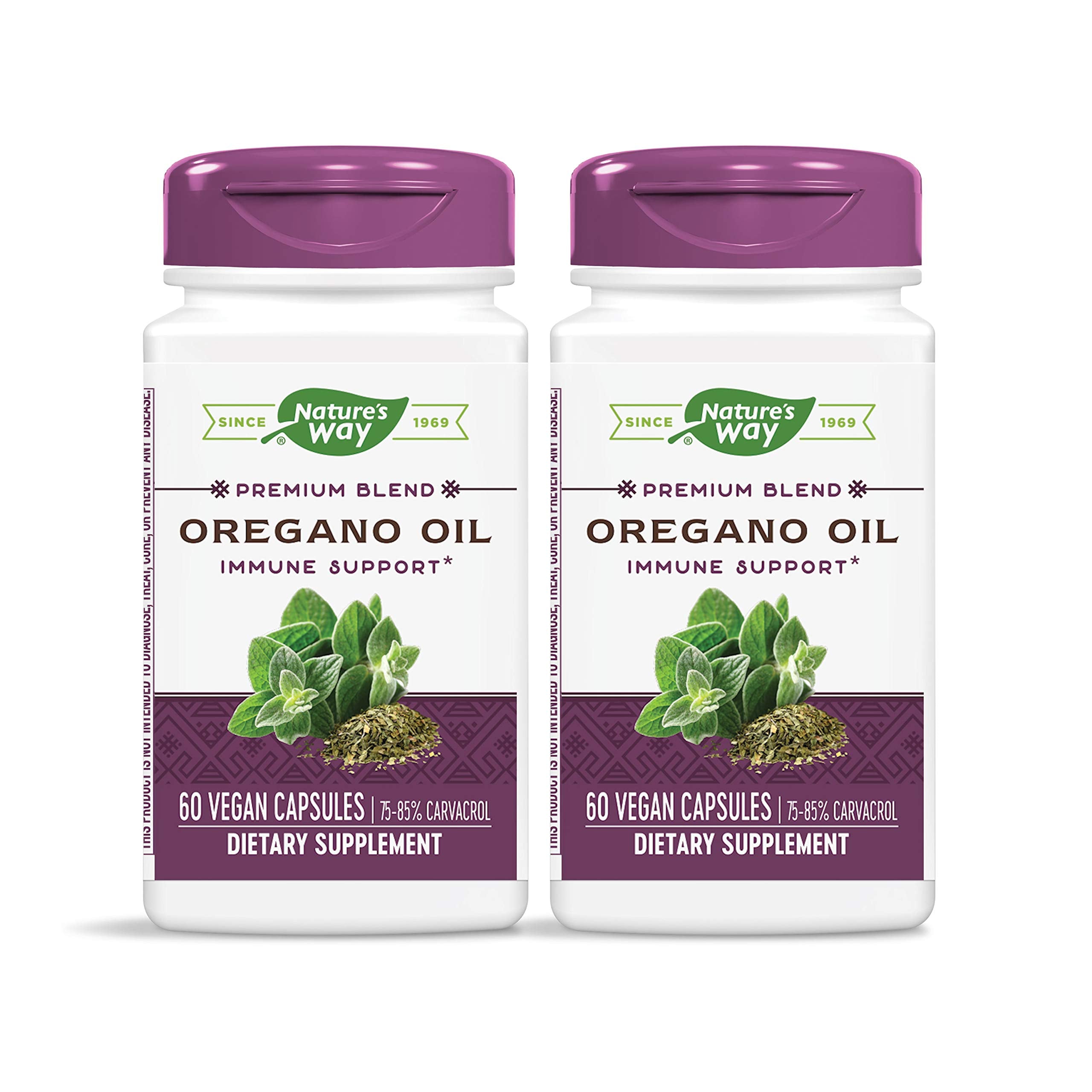 Nature's Way oregano oil bottle with standardized extract for potential immune support