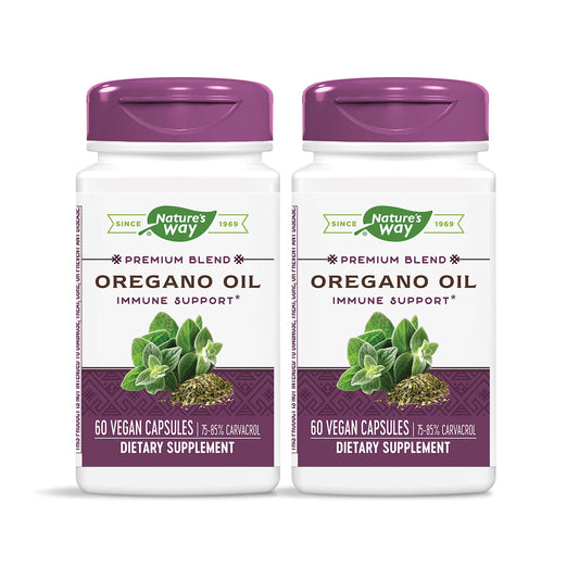 Nature's Way oregano oil bottle with standardized extract for potential immune support