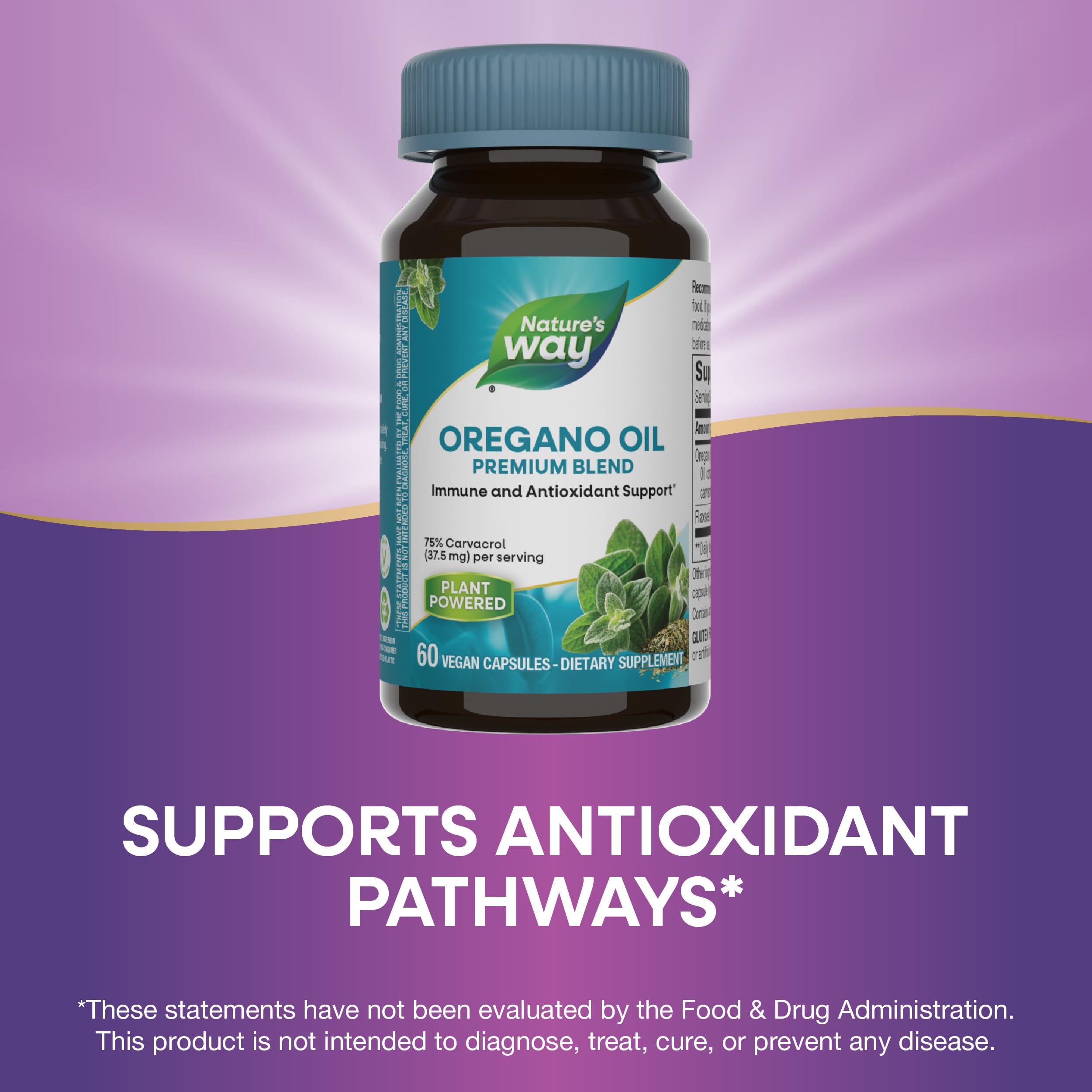 Carvacrol content badge shows 75-85% carvacrol in Nature’s Way oregano oil