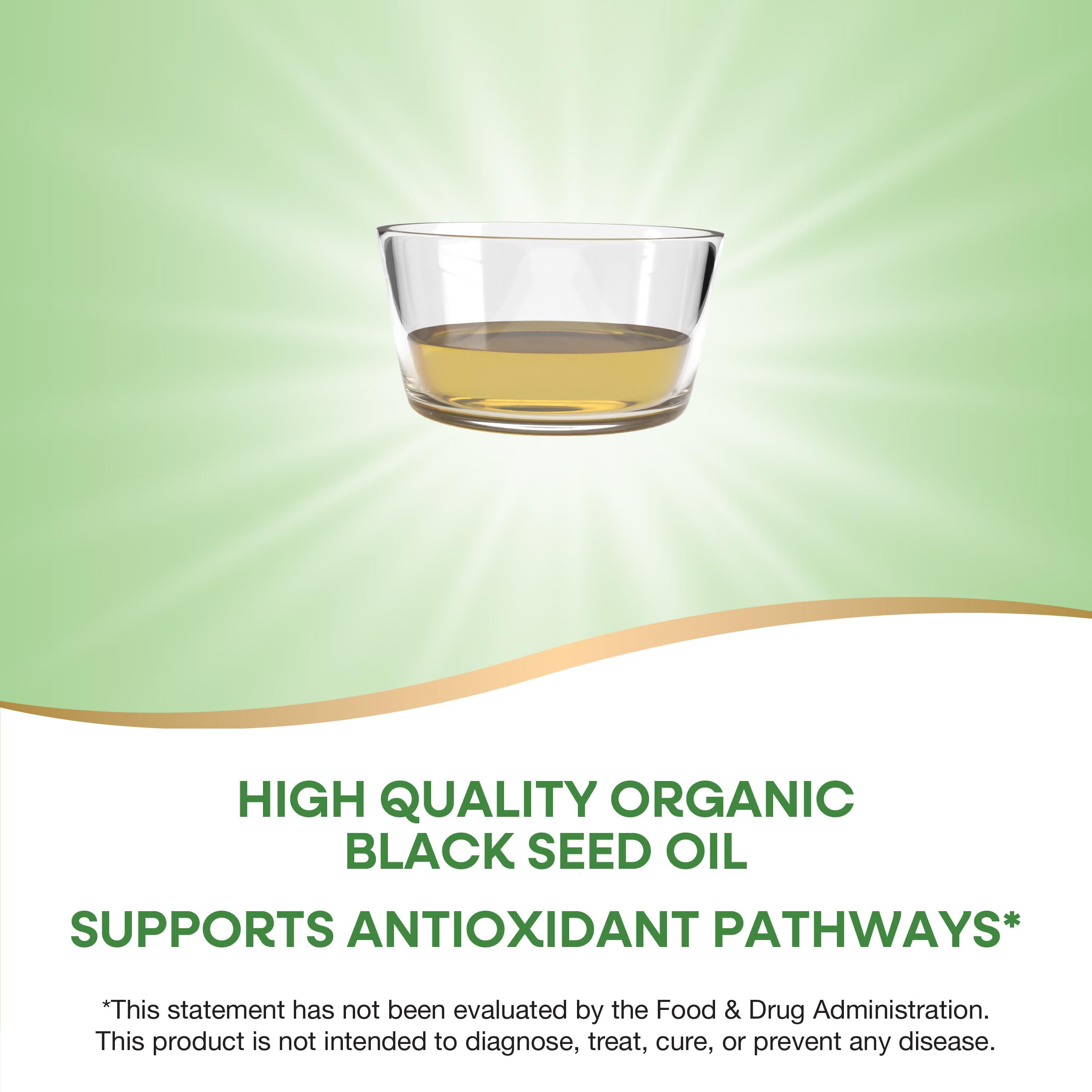 Nature's Way Organic Black Seed Oil glass bottle showcases purity for vegan and gluten-free use.
