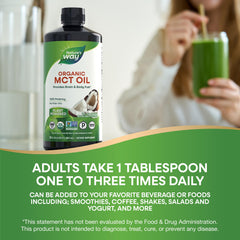 Nature's Way Organic MCT Oil blended into a smoothie for everyday energy.
