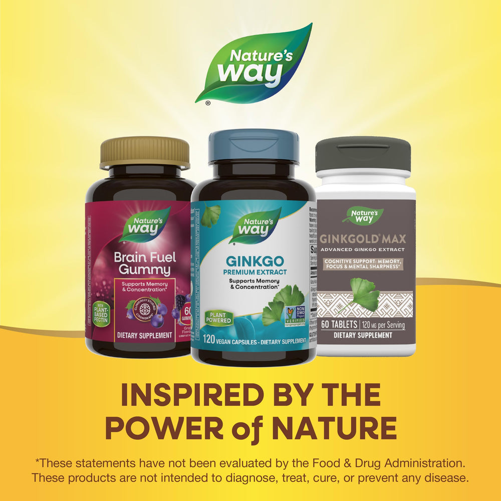 Nature's Way Ginkgo daily-use bottle shot reinforces simple two-capsule routine