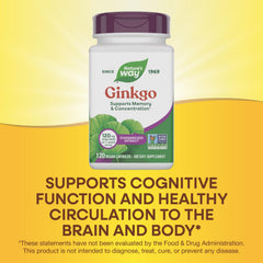 Nature's Way Ginkgo label packaging emphasizing standardized extract potency
