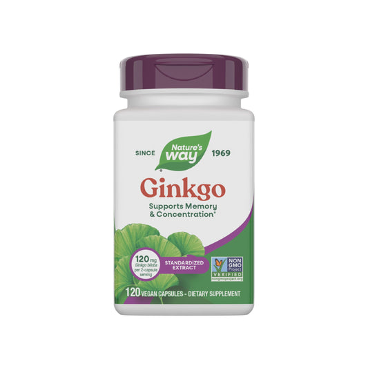 Nature's Way Ginkgo memory bottle image showing memory support potential