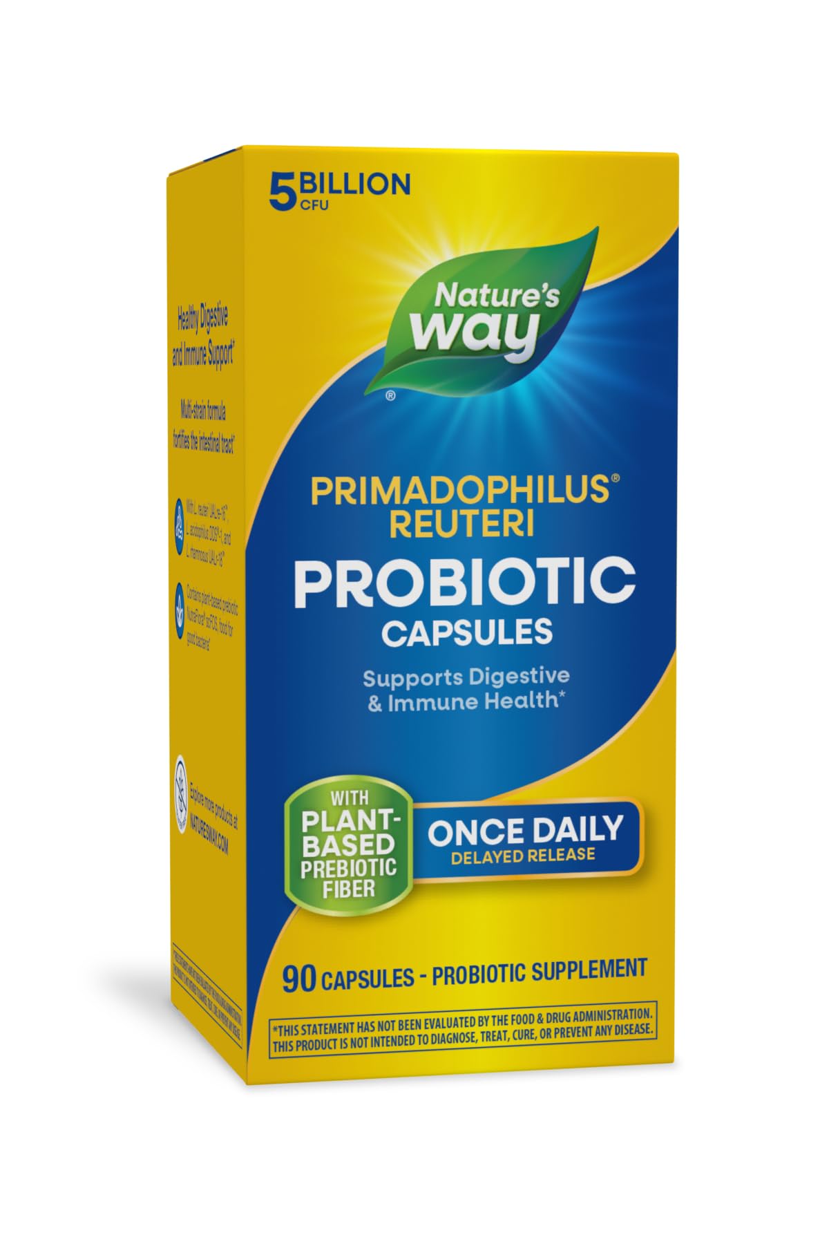 Nature's Way Primadophilus Reuteri bottle front view for daily digestive support.