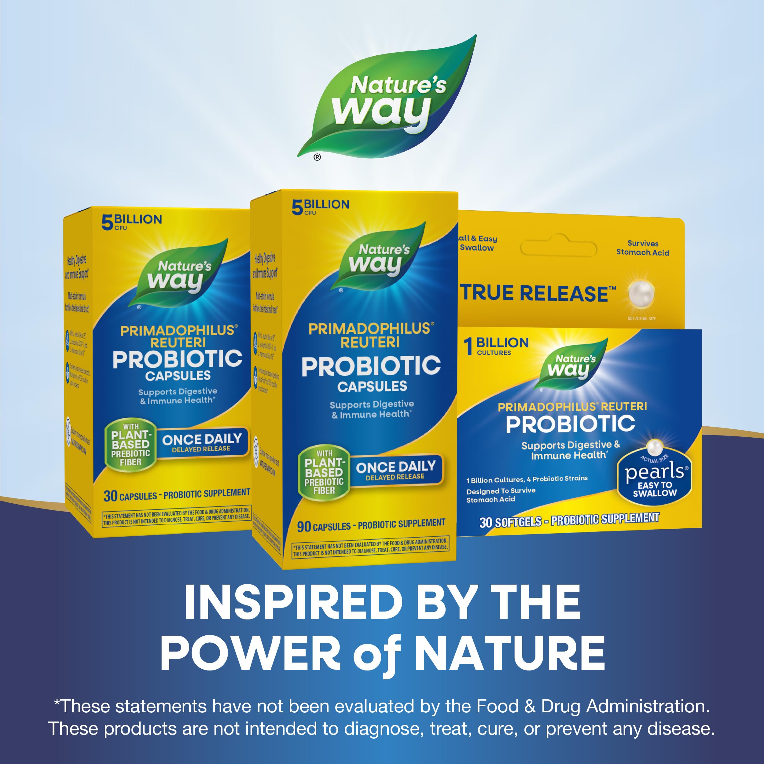 Nature's Way Primadophilus Reuteri for on-the-go daily digestive and immune support.