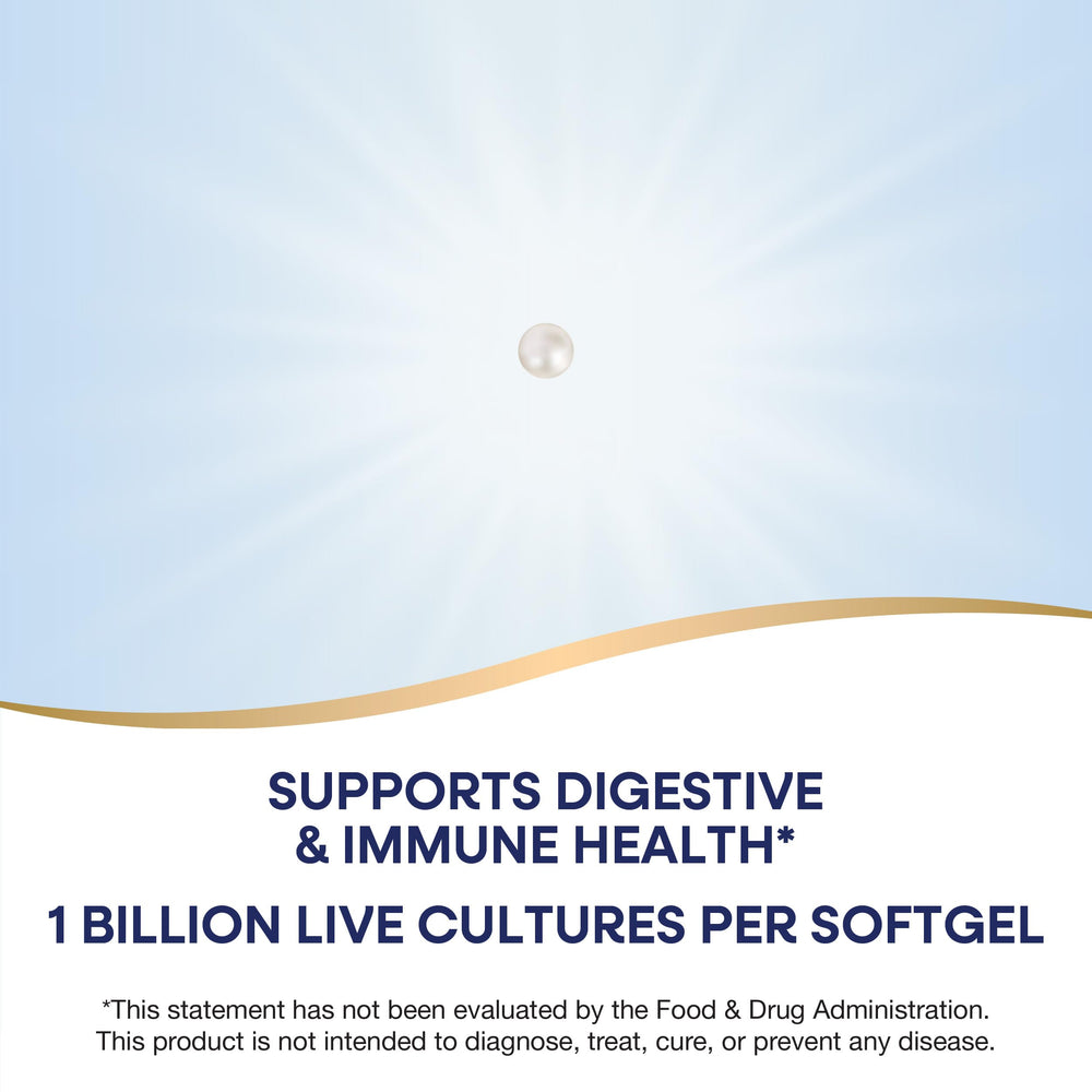 Closeup of Nature's Way Primadophilus Reuteri softgels with triple-layer coating for stomach acid survival