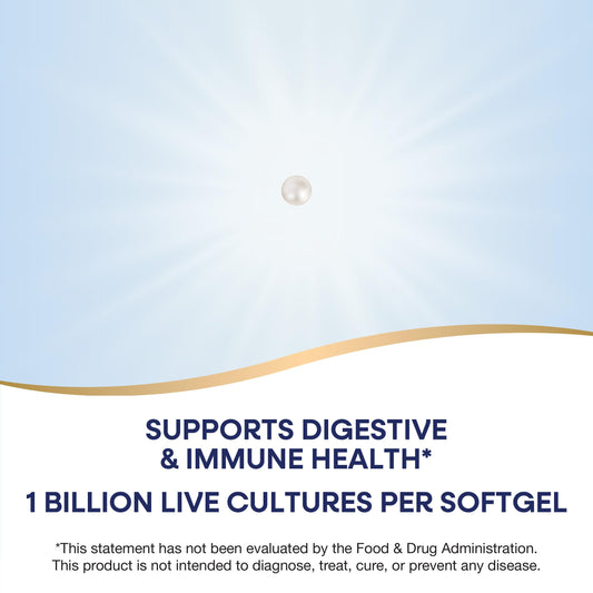 Closeup of Nature's Way Primadophilus Reuteri softgels with triple-layer coating for stomach acid survival