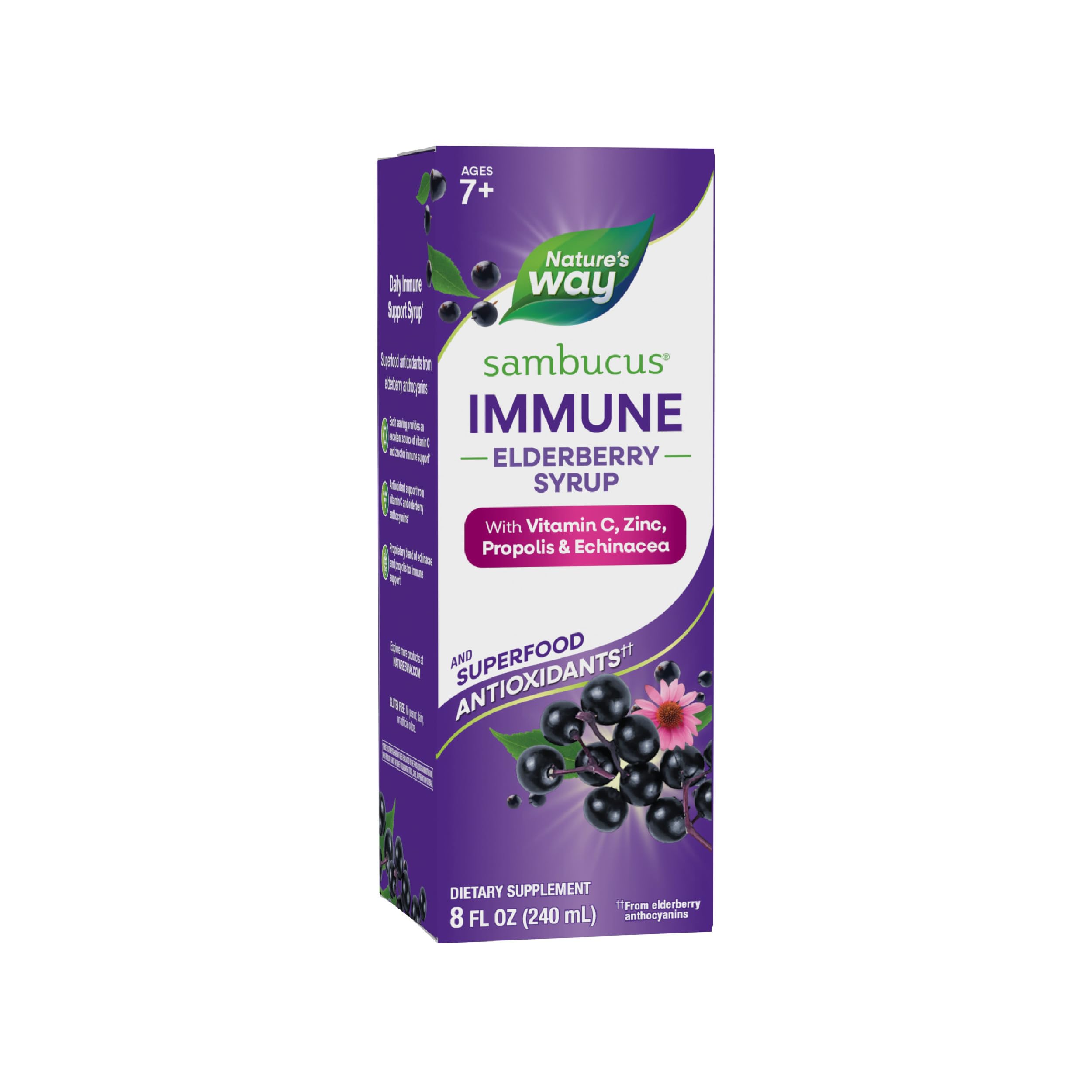 Nature's Way Sambucus Immune Syrup bottle for convenient daily immune support.